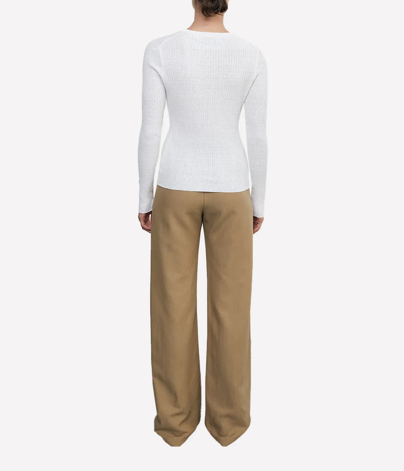 Enza Costa lightweight sweater-knit tank with a scoop neckline and delicate pointelle stitch, crafted from a breathable linen-cotton blend.