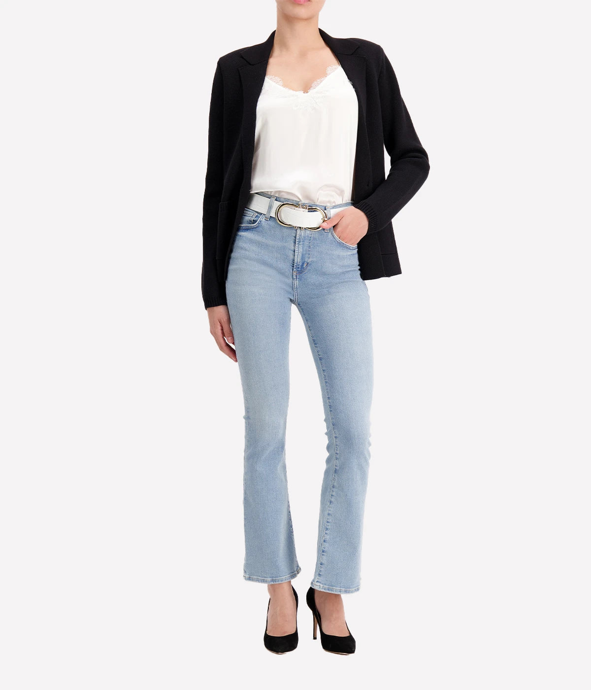 Lacey Knit Blazer in Black