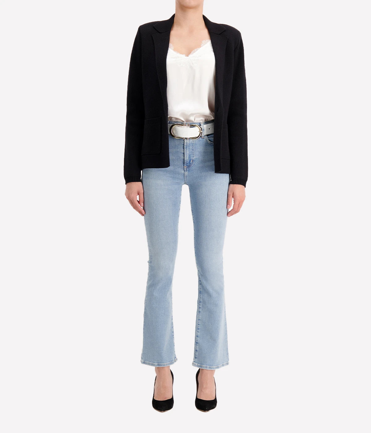 Lacey Knit Blazer in Black