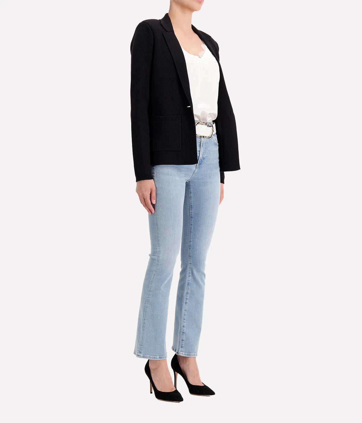 Lacey Knit Blazer in Black