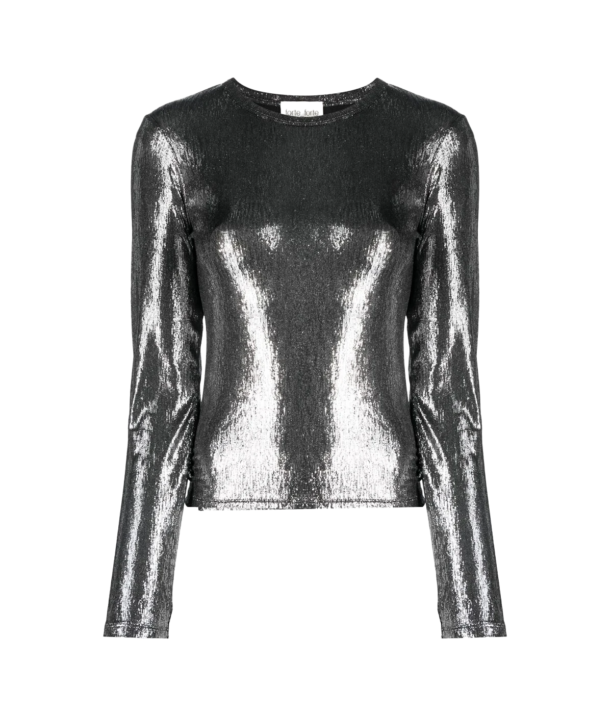 Laminated Jacquard Jersey T-Shirt in Silver