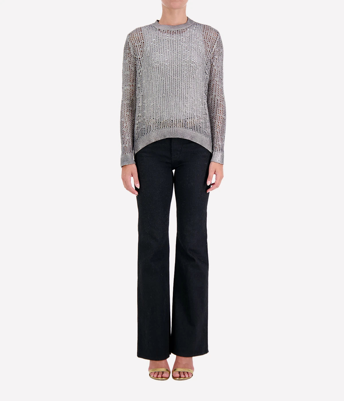 Laminated Net Stitch Round Neck in Huskey