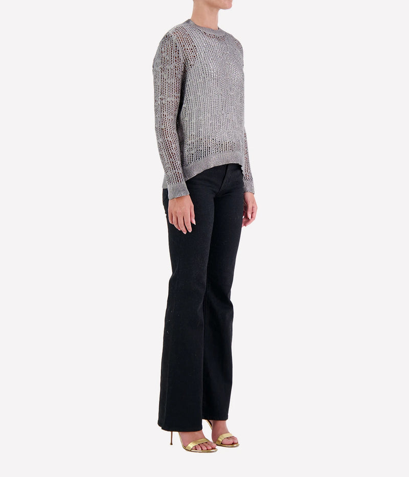 Laminated Net Stitch Round Neck in Huskey