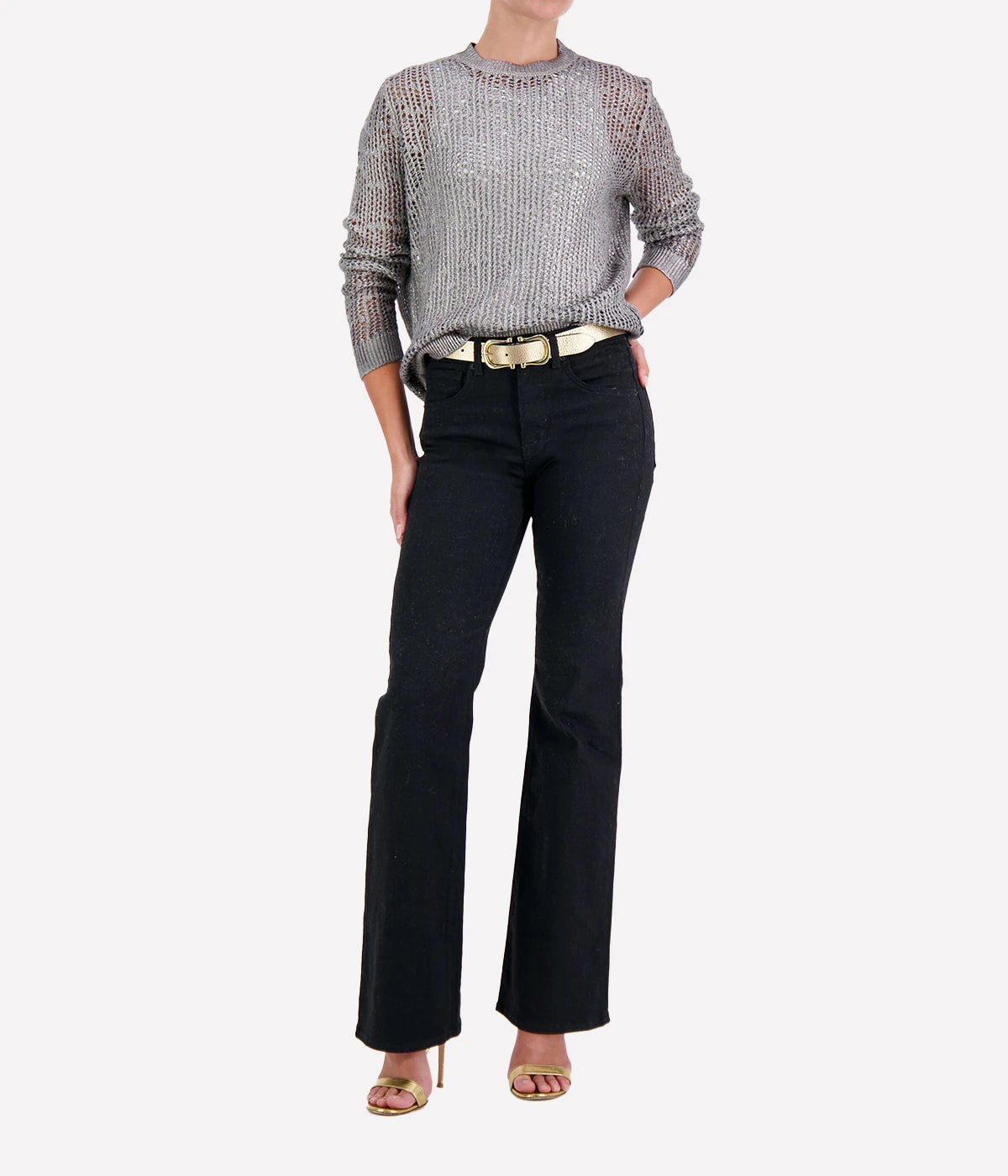 Laminated Net Stitch Round Neck in Huskey