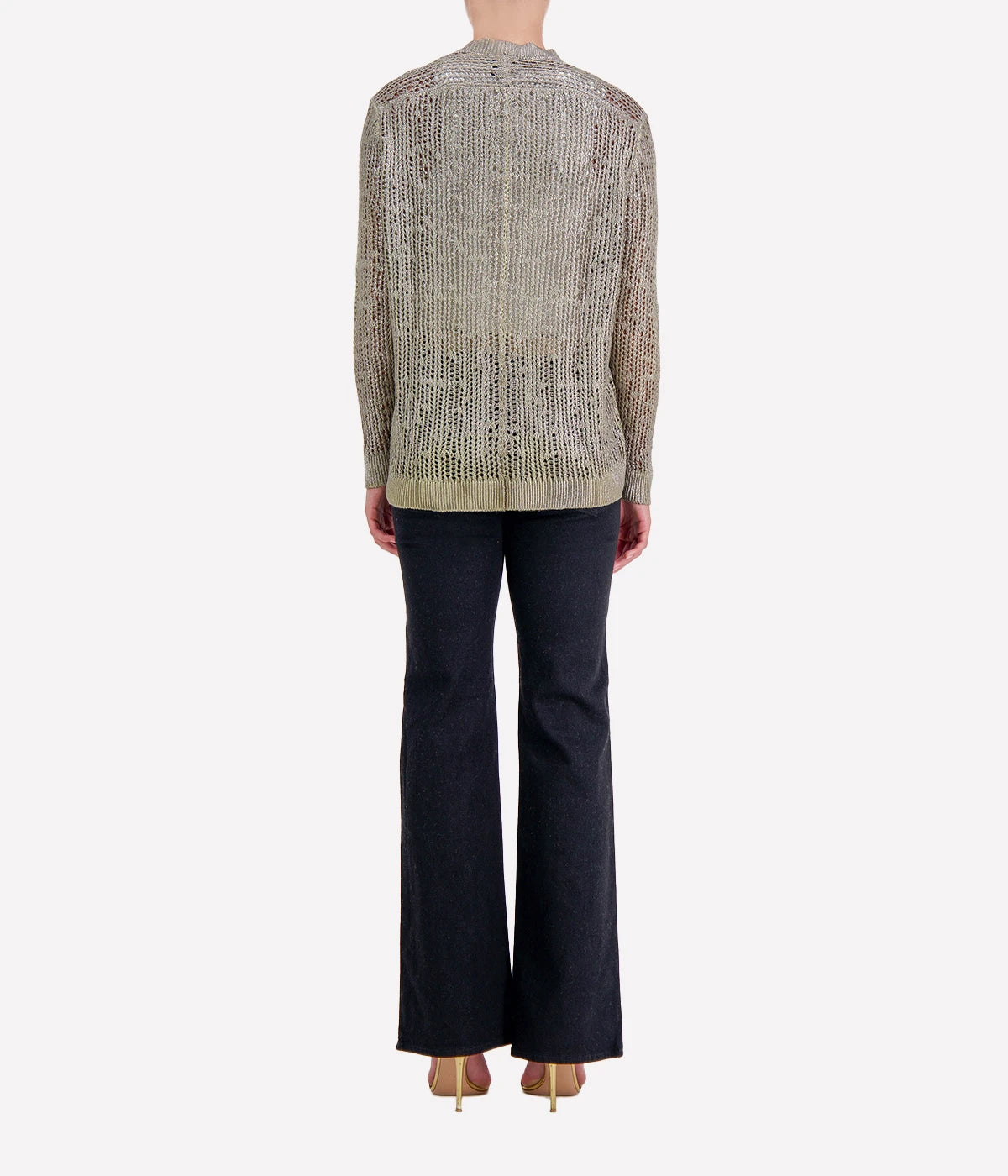 Laminated Net Stitch Round Neck in Mushroom