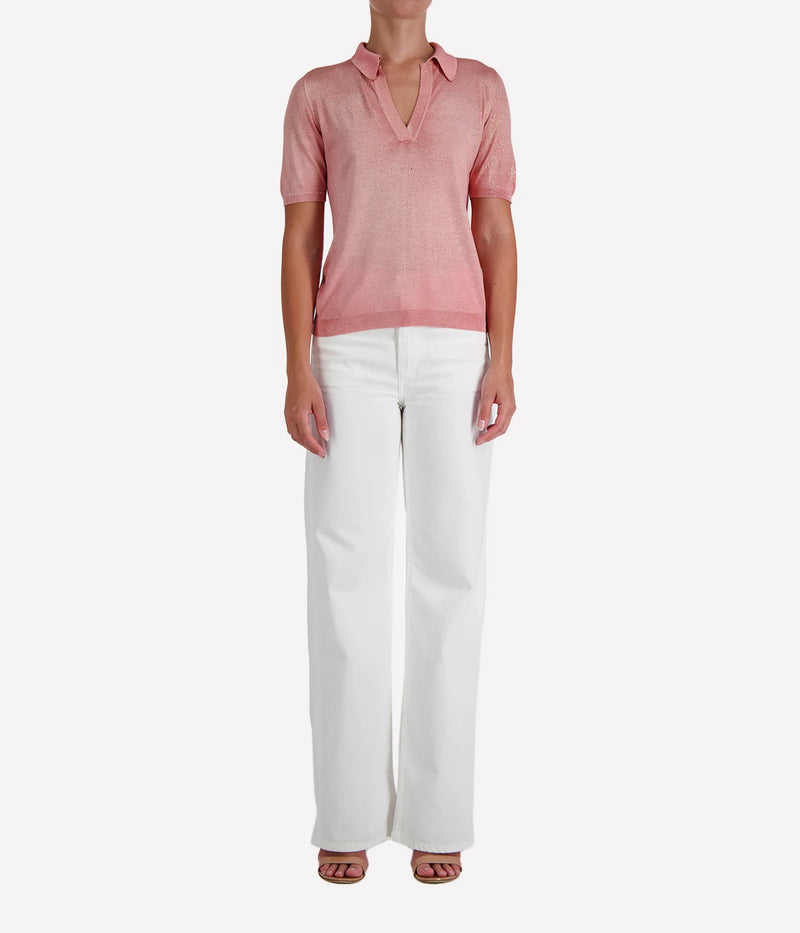Laminated Polo Neck Pullover in SALE ROSA