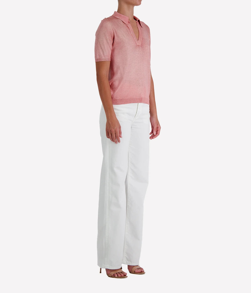 Laminated Polo Neck Pullover in SALE ROSA