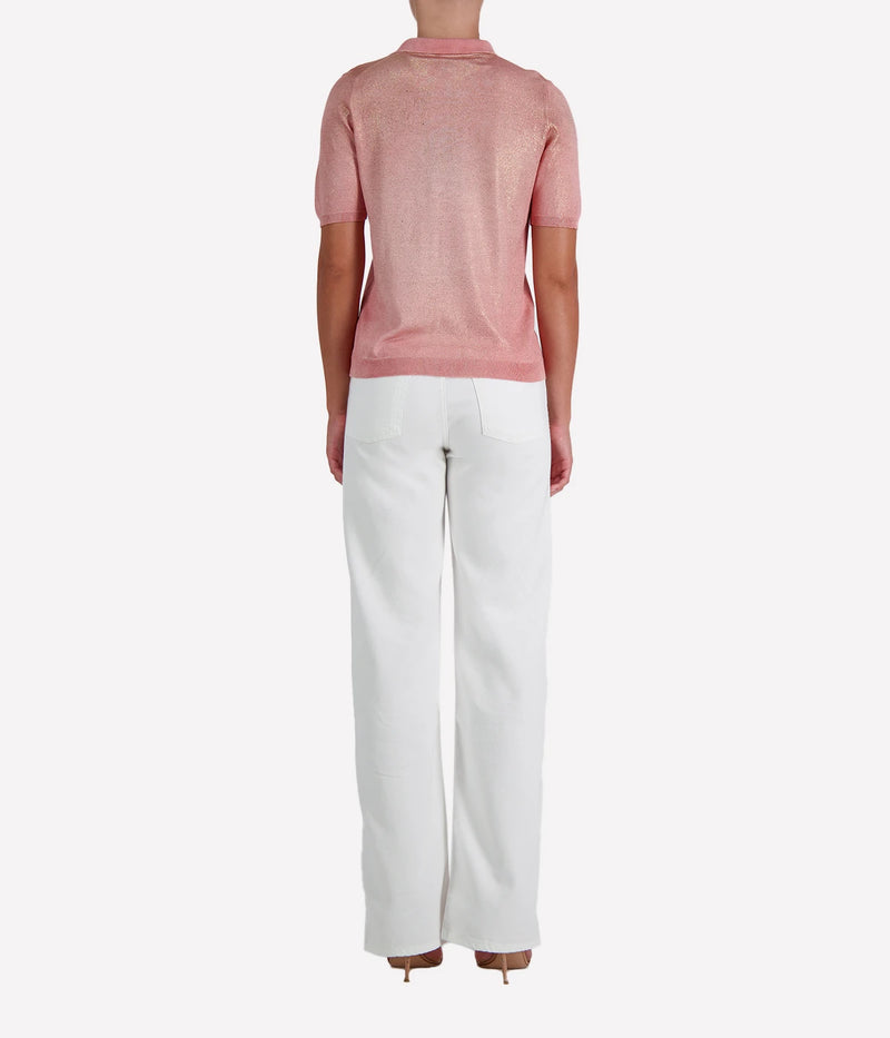 Laminated Polo Neck Pullover in SALE ROSA