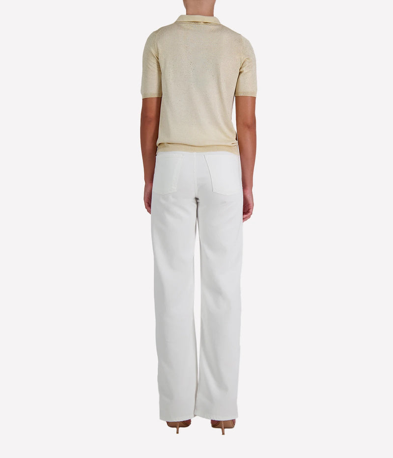 Laminated Polo Neck Pullover in VANILLA