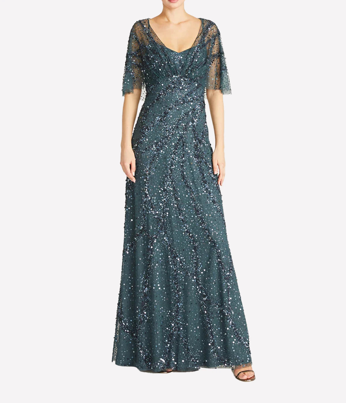 Lavinia Beaded Gown in Nile Blue