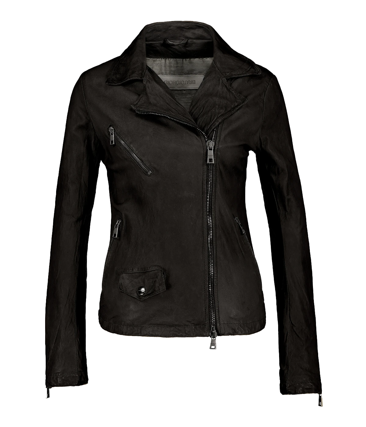 Leather Biker Jacket in Nero