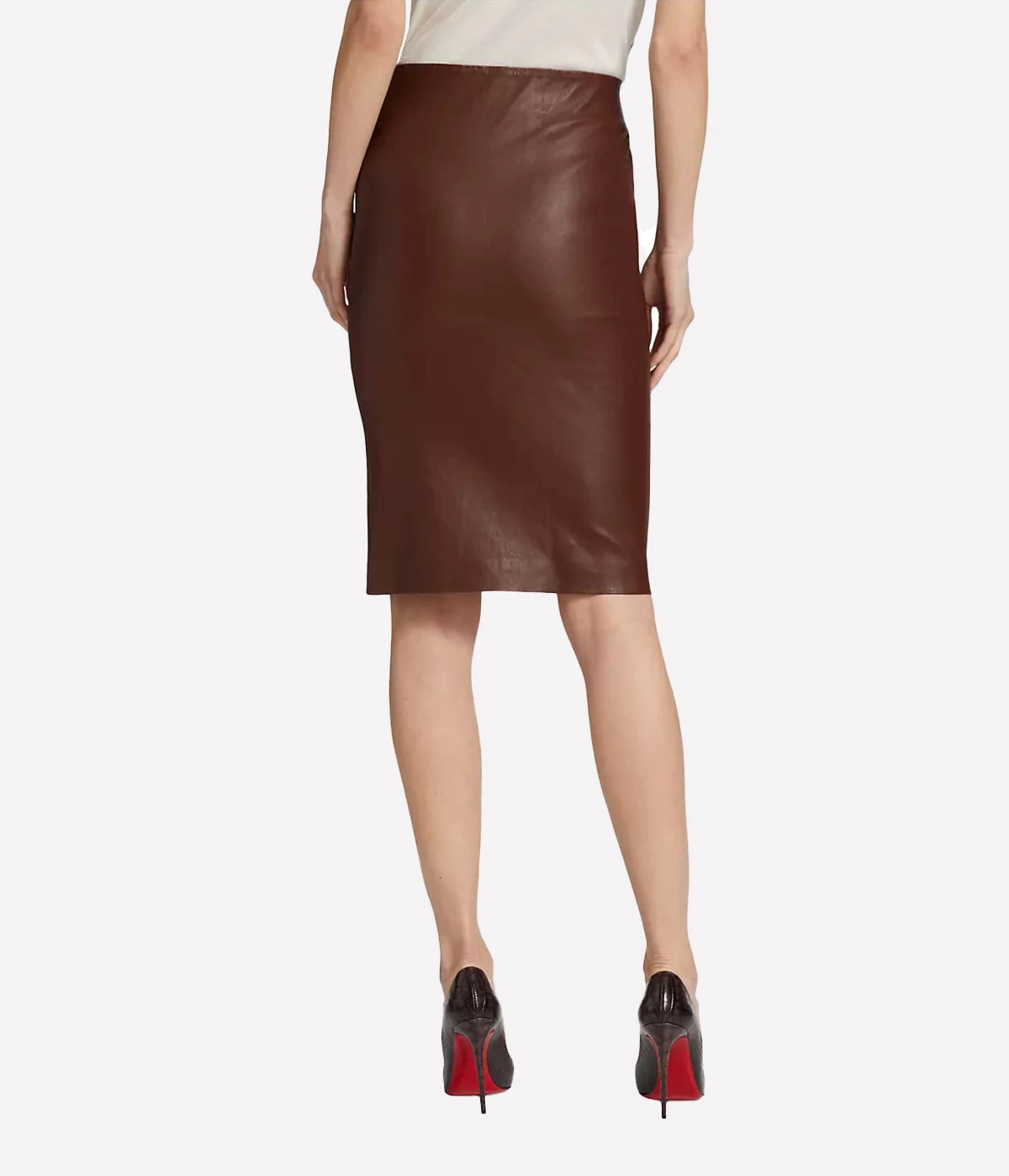 Leather Pencil Skirt in Whiskey