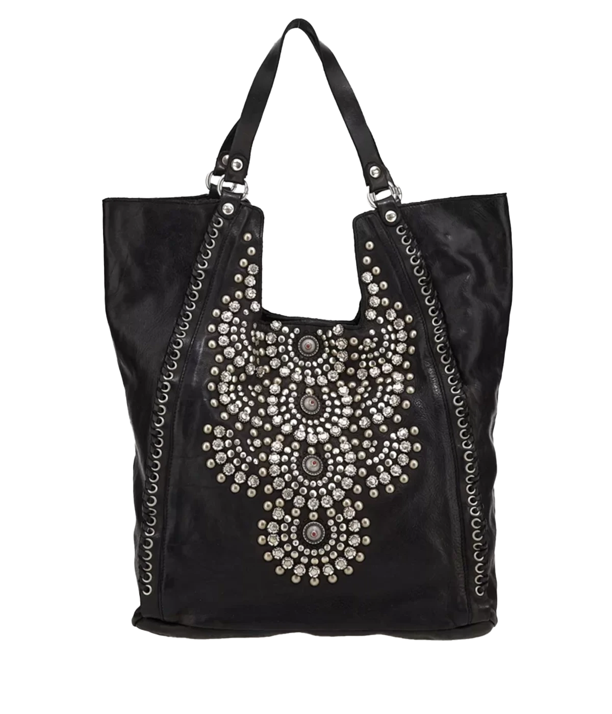 Leather Shopping Bag in Black
