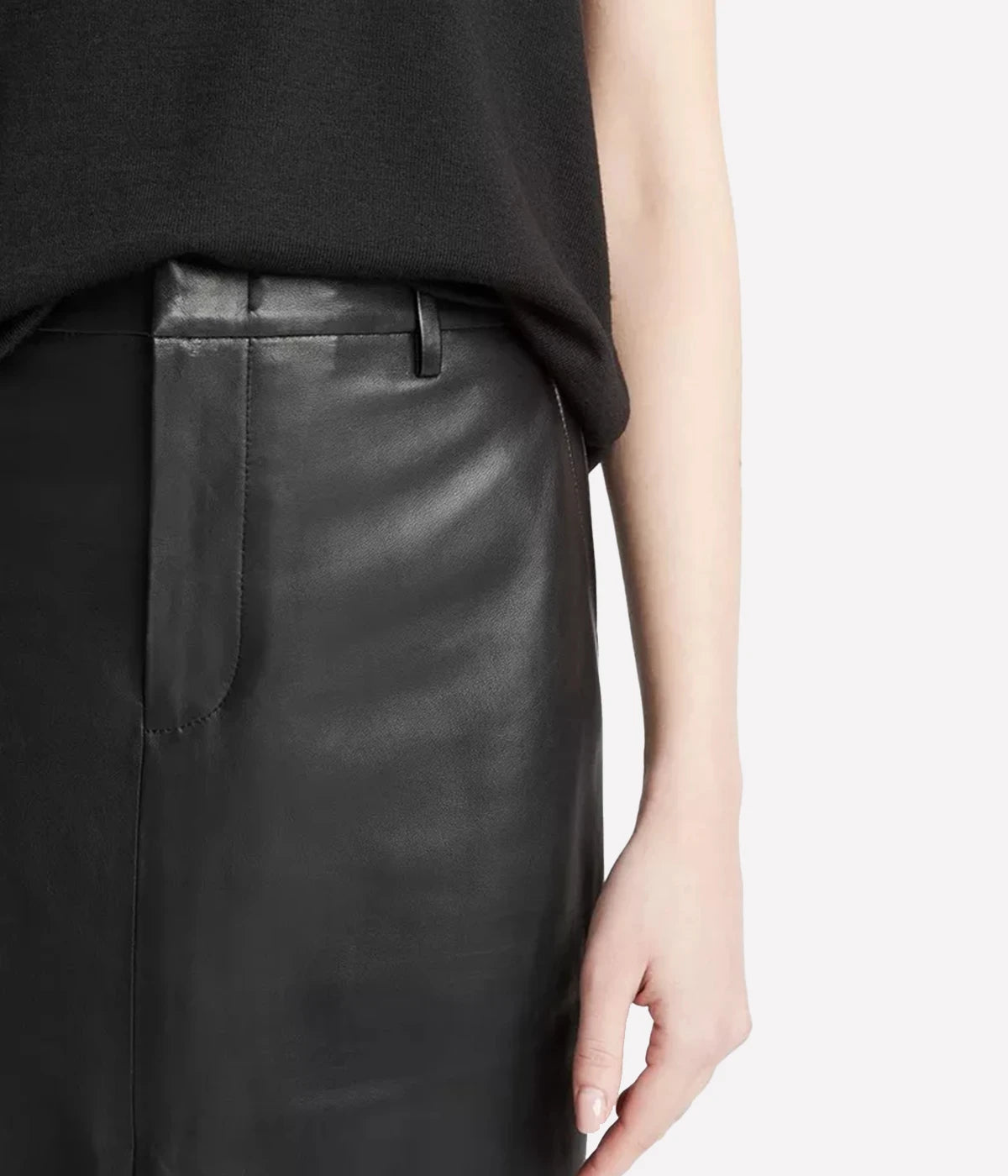 Leather Trouser Skirt in Black