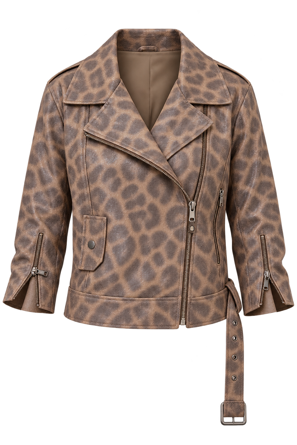 Womens Leather Jacket in LEOPARD