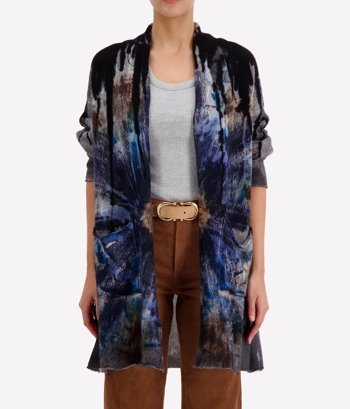 Liquid Art Light Shawl Cardigan in Midnight