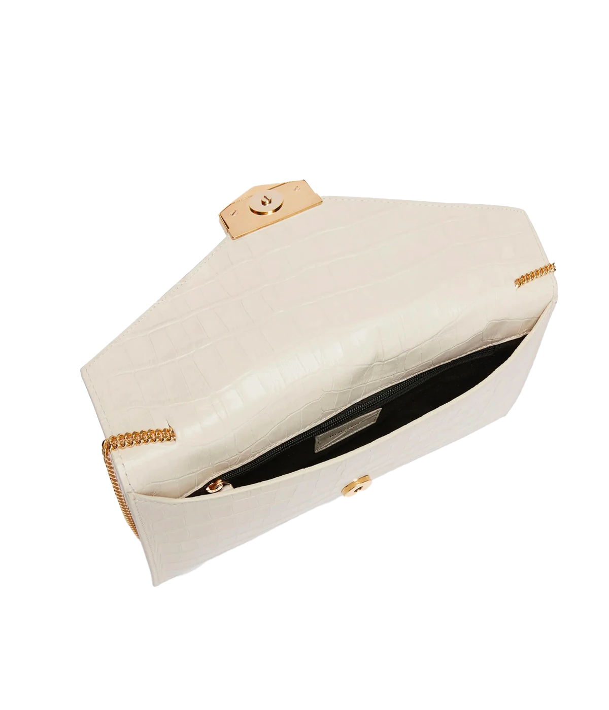 London Clutch Handbag in Off White Croc
