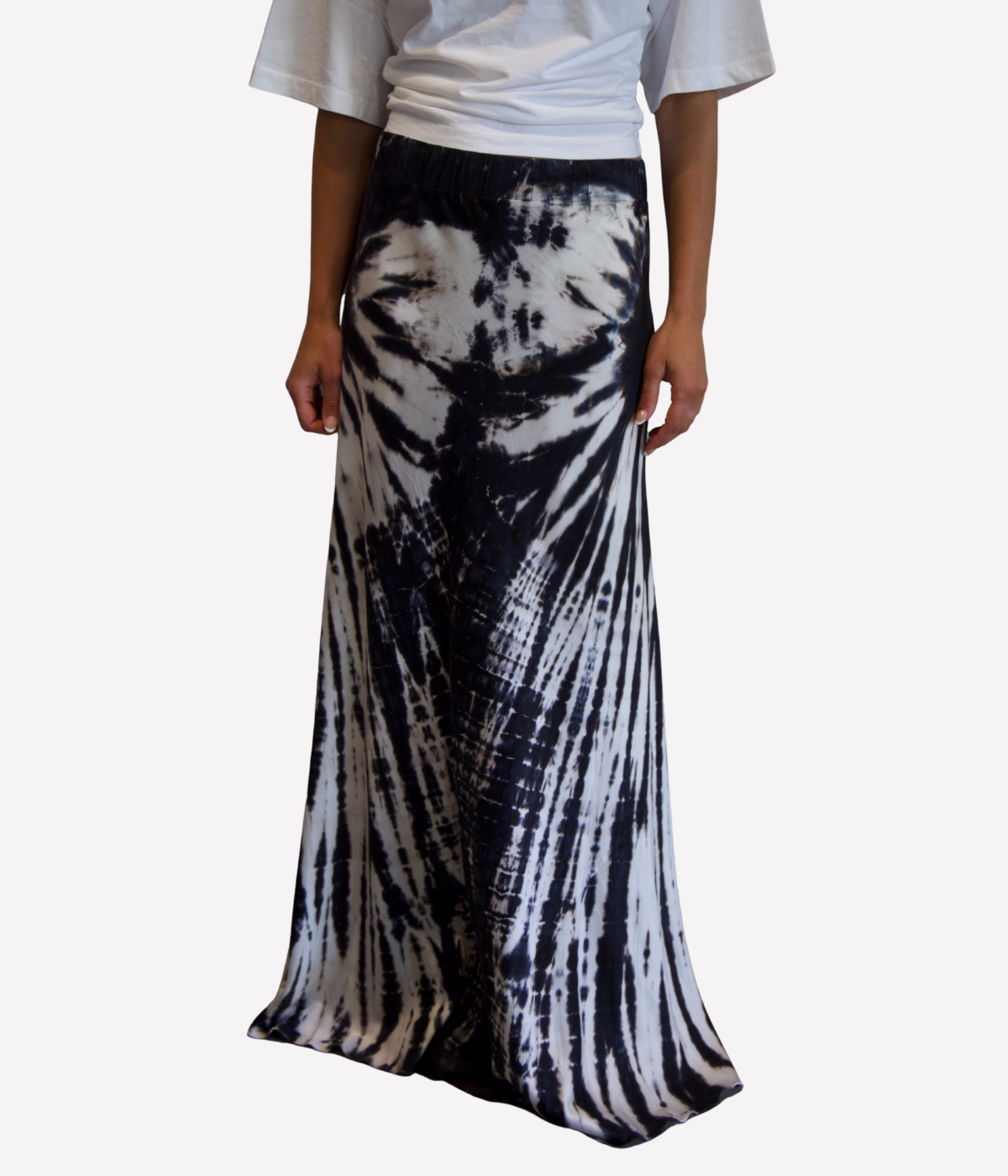 *FINAL SALE* Long Bias Cut Skirt in Black Spider Web