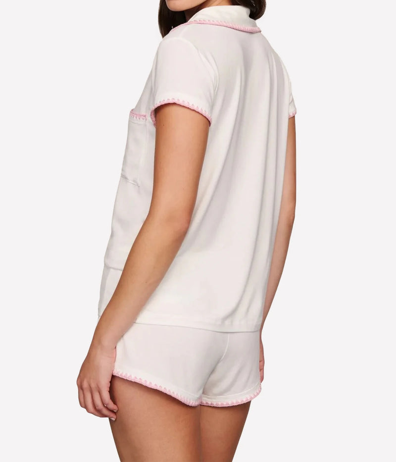 Frida Shortie PJ Set In Ivory Pink Nectar