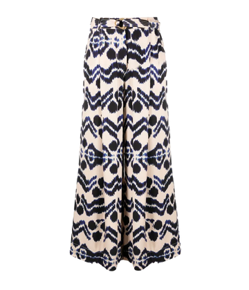 A casual satin black crepe trouser, with a blue and peach hue, high waist wide leg design, pockets and tie waist design. Everyday pant, work wear, matching set, made in Italy, girls lunch. 