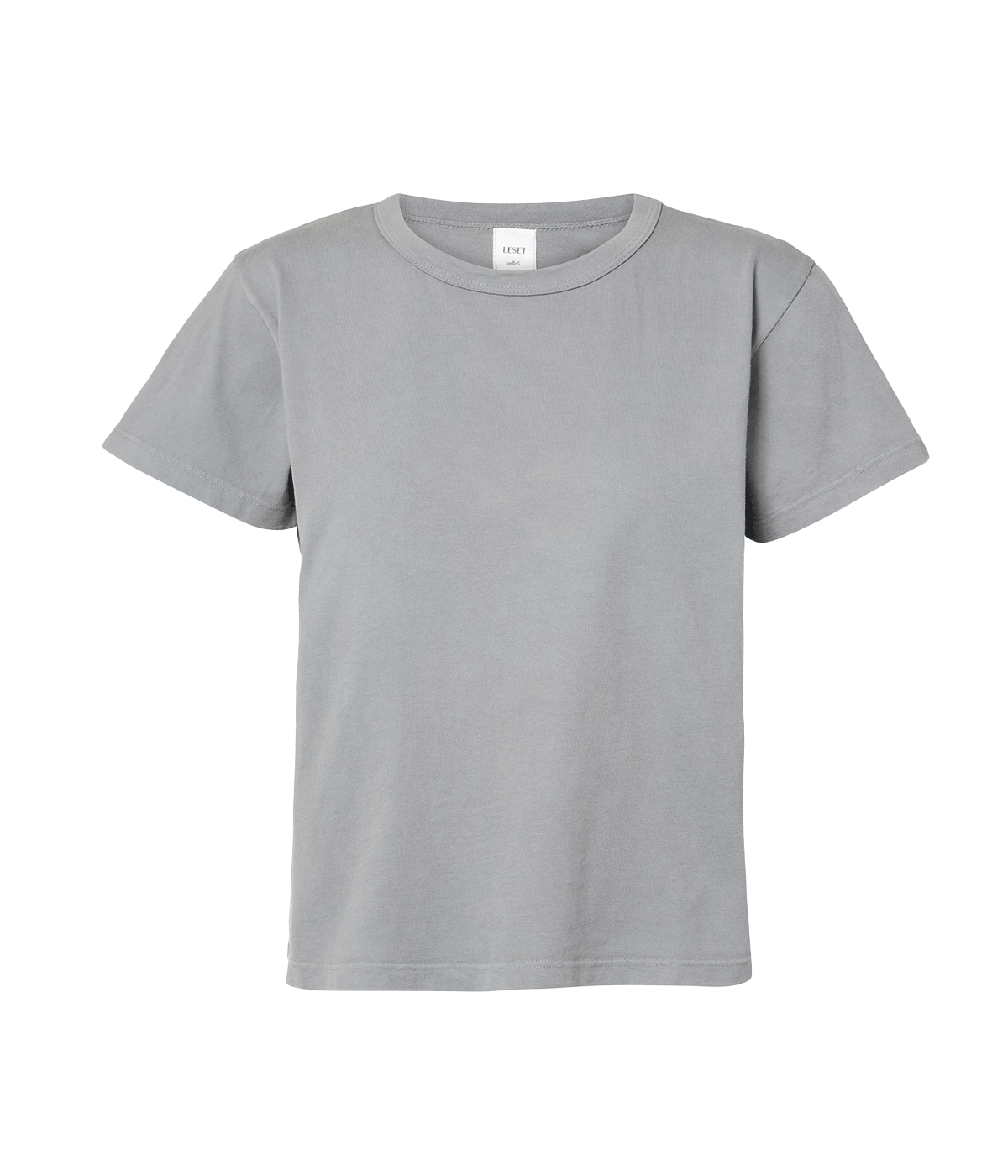 ALT text: Margo crewneck t-shirt in Heather Grey with short sleeves and a tailored-relaxed fit