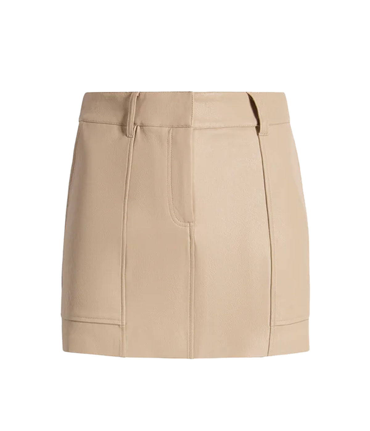 Faux Leather Utility Mini Skirt in Sand
