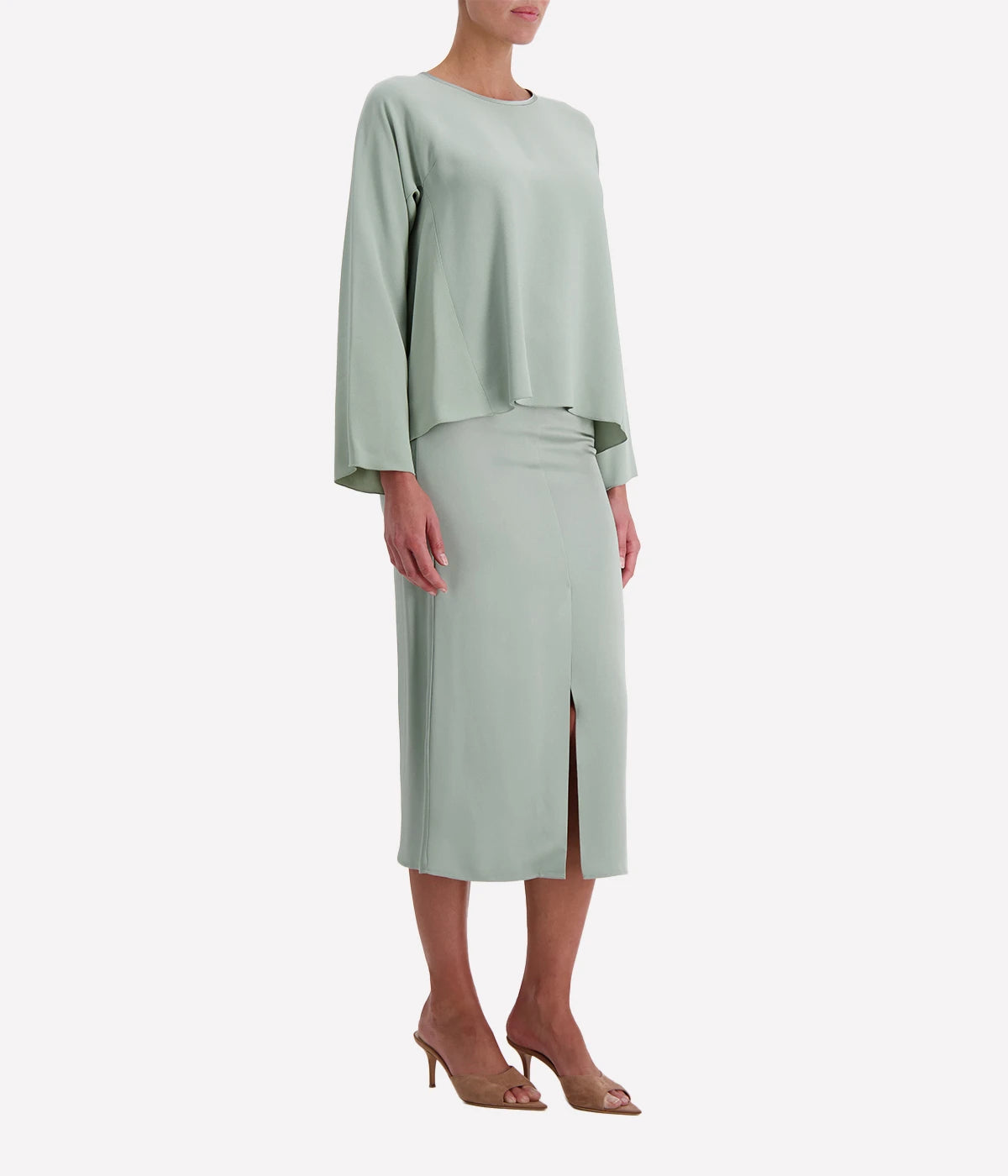 Matte anvers satin top in lichene