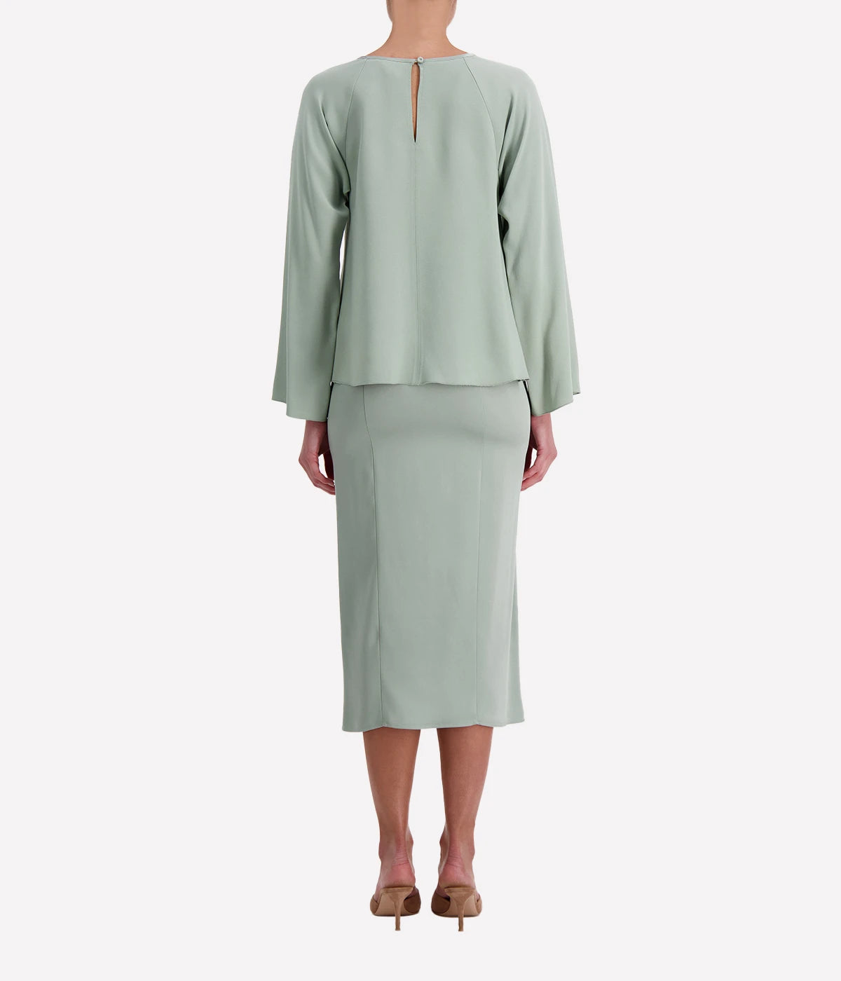 Matte anvers satin top in lichene