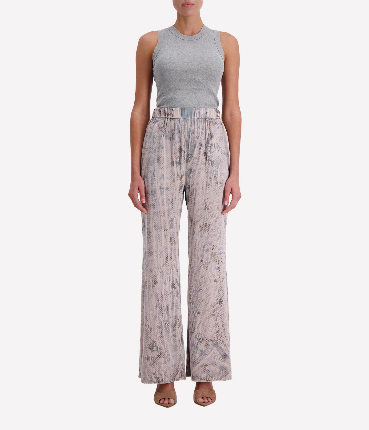 High Waist Wide Leg Pant in Pink Snake