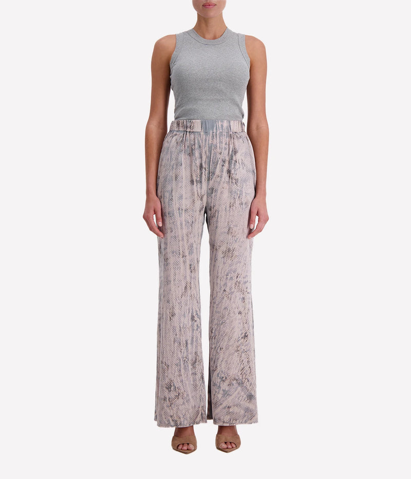 High Waist Wide Leg Pant in Pink Snake