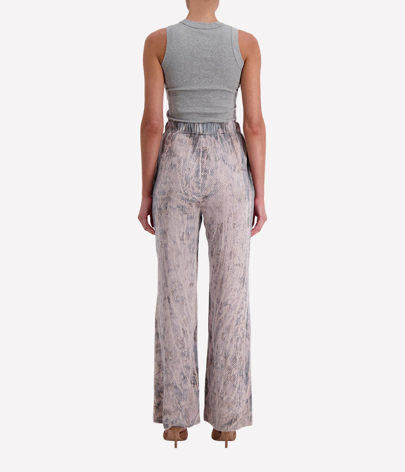 High Waist Wide Leg Pant in Pink Snake