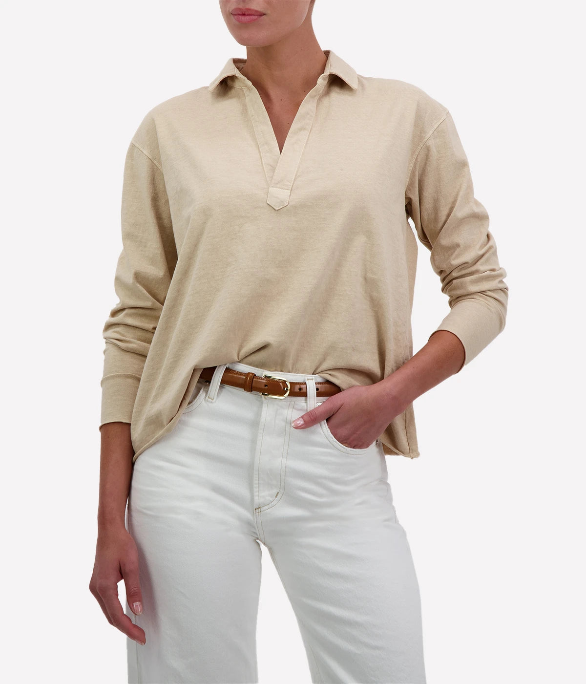 Patrick Jersey Henley in Desert