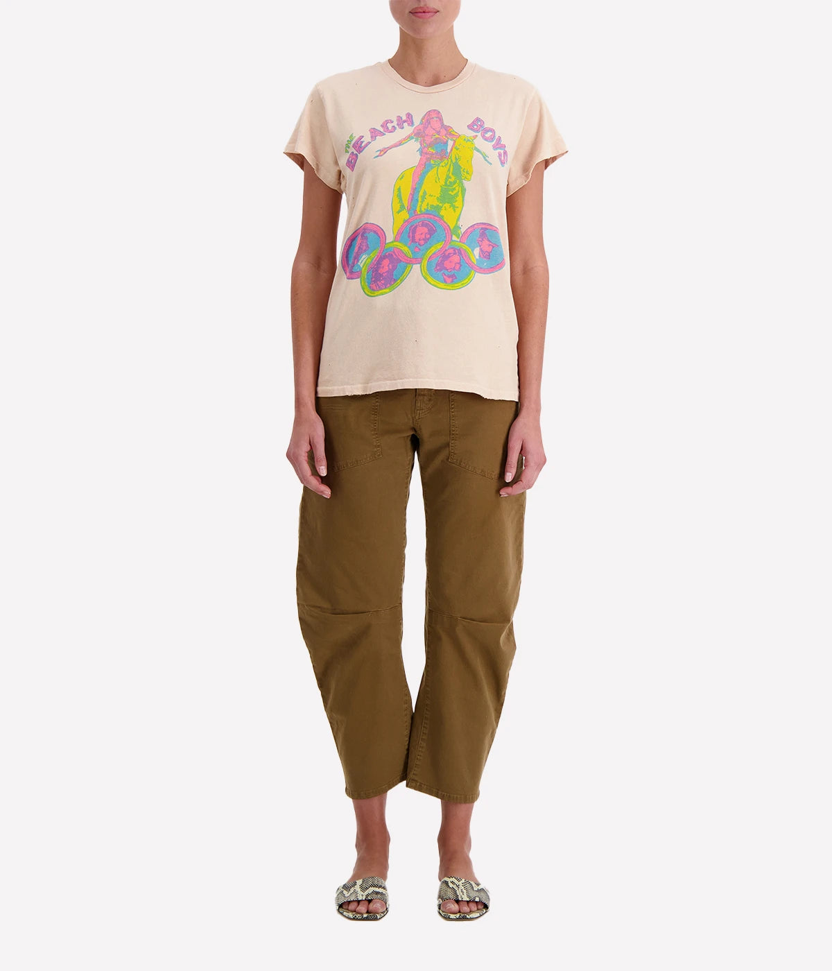 Beach Boys Crew Tee in Pink Tea Stained