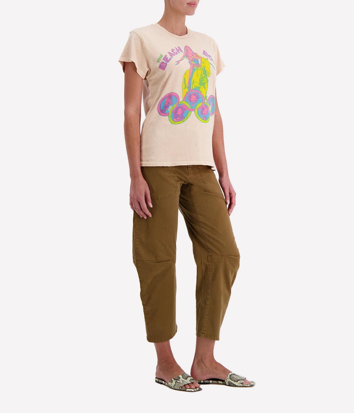 Beach Boys Crew Tee in Pink Tea Stained