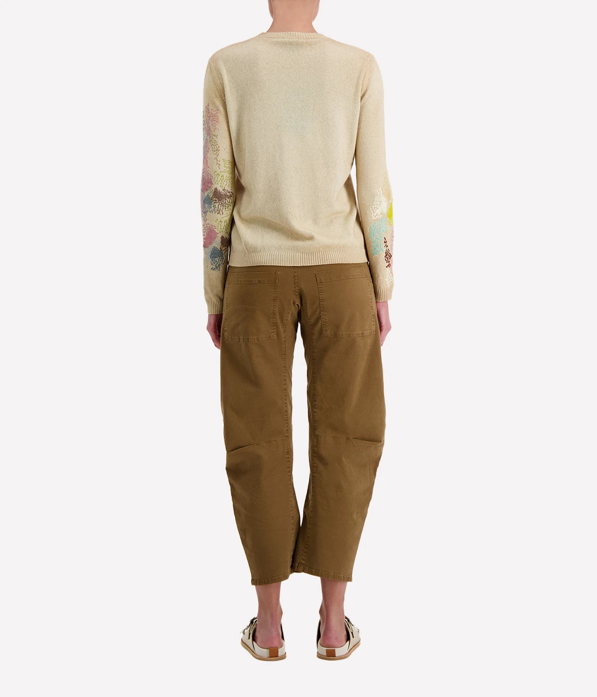 Hand Painted Round Neck with Embroidery in Burro
