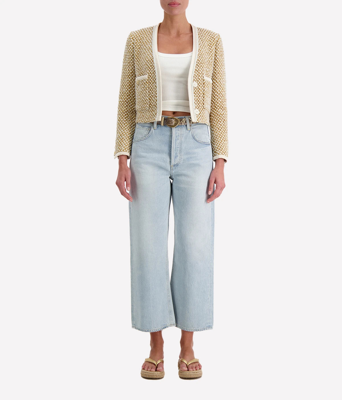 Natte' tweed short jacket in oro