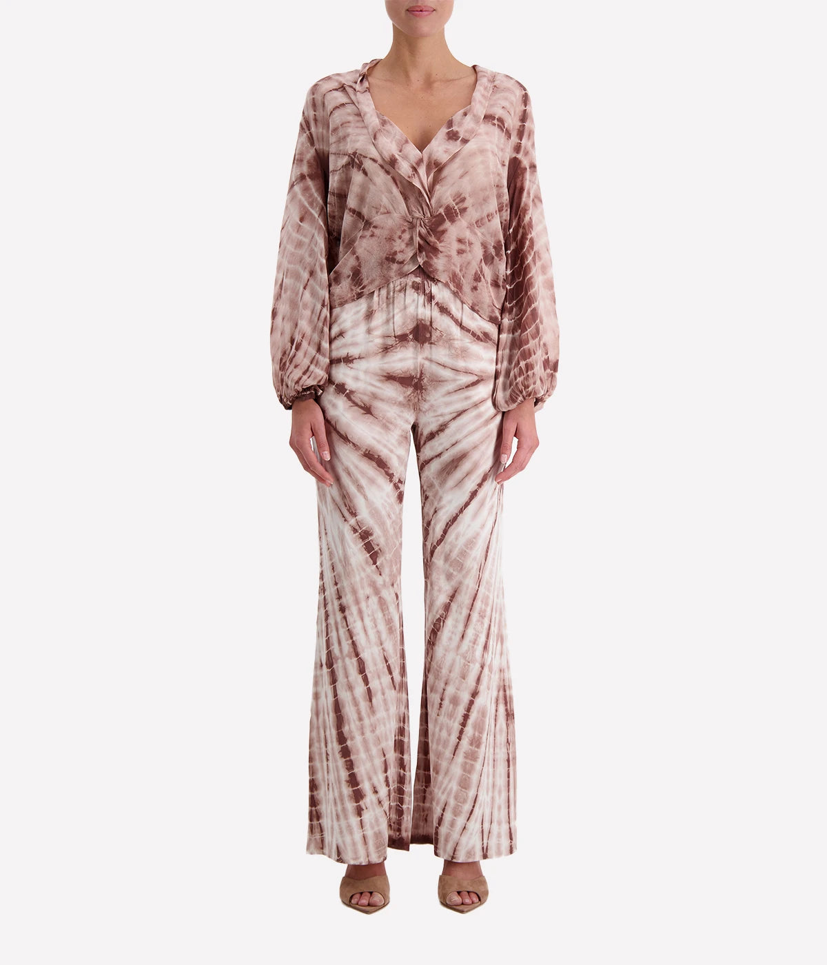 High Waist Wide Leg Pant in Mocha Spiral