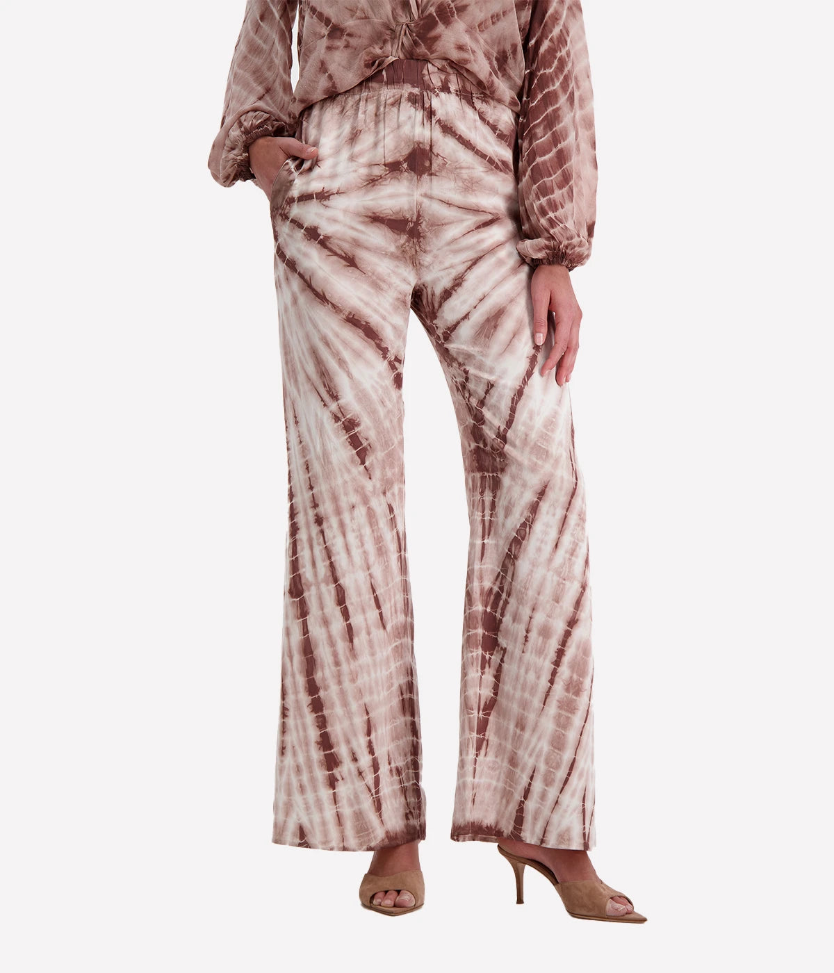 High Waist Wide Leg Pant in Mocha Spiral