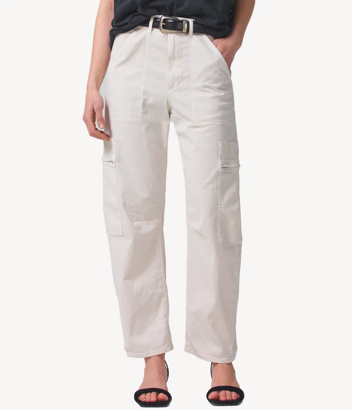 Marcelle Low Slung Cargo Pant in Oysterette