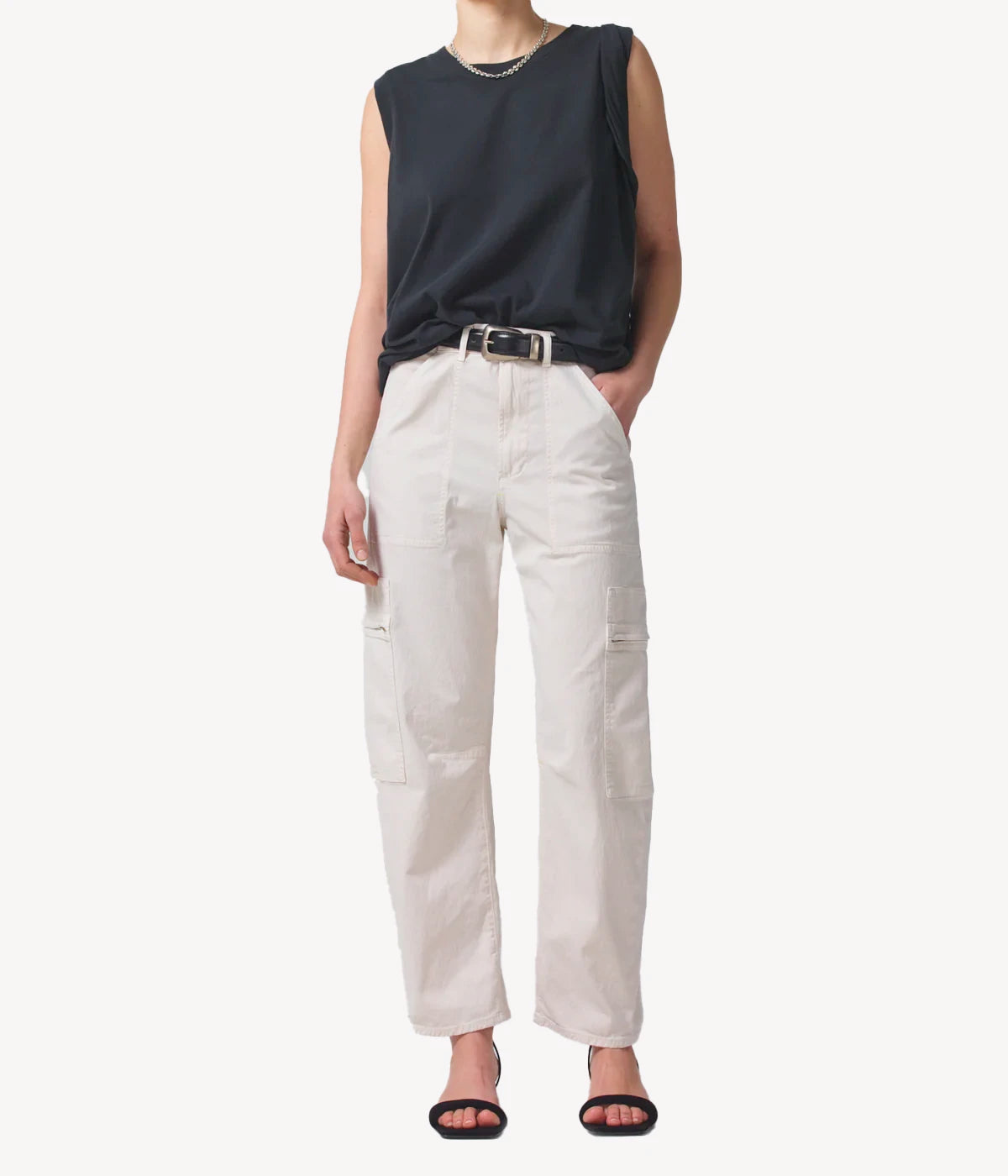 Marcelle Low Slung Cargo Pant in Oysterette