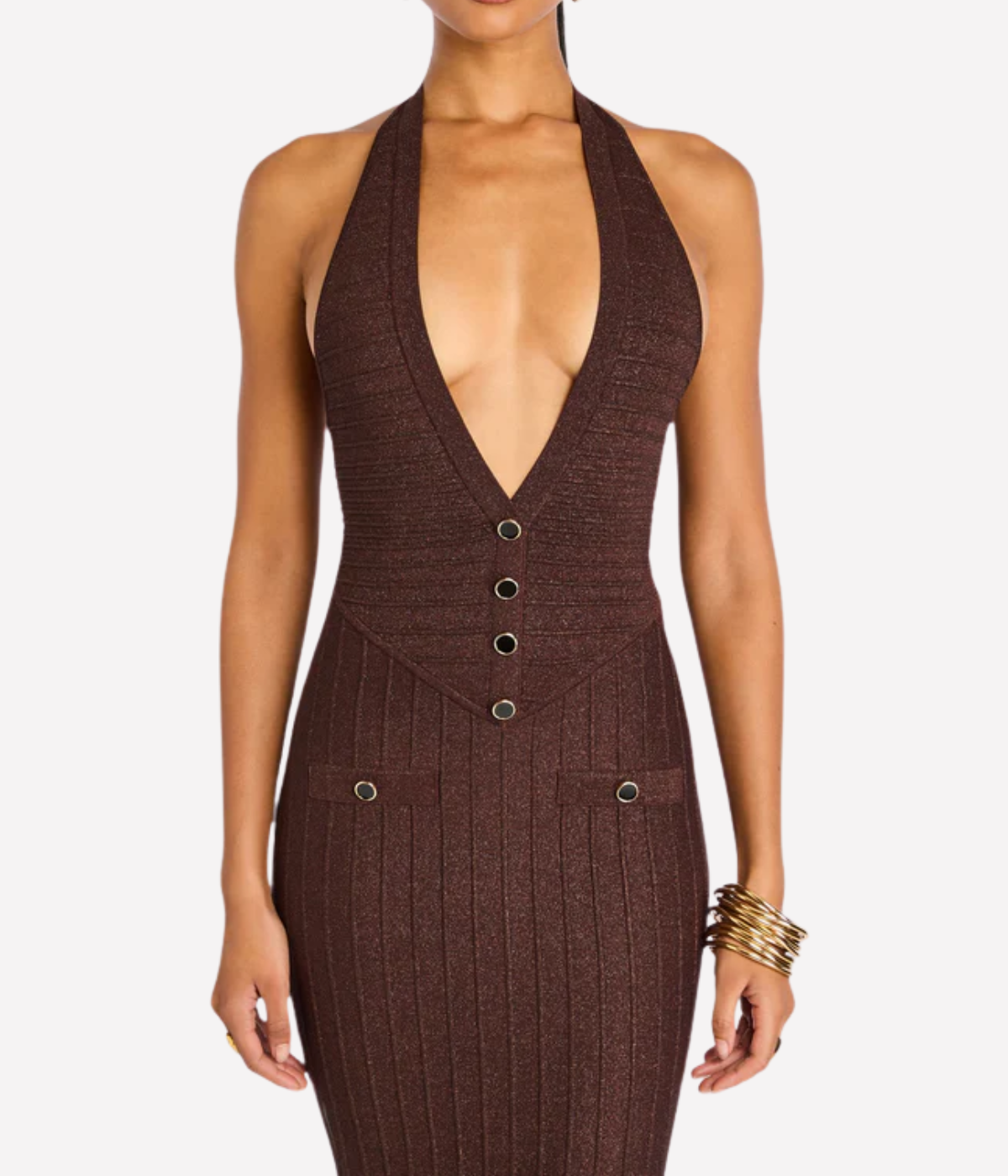 Marillina Knit Dress in Metallic Espresso