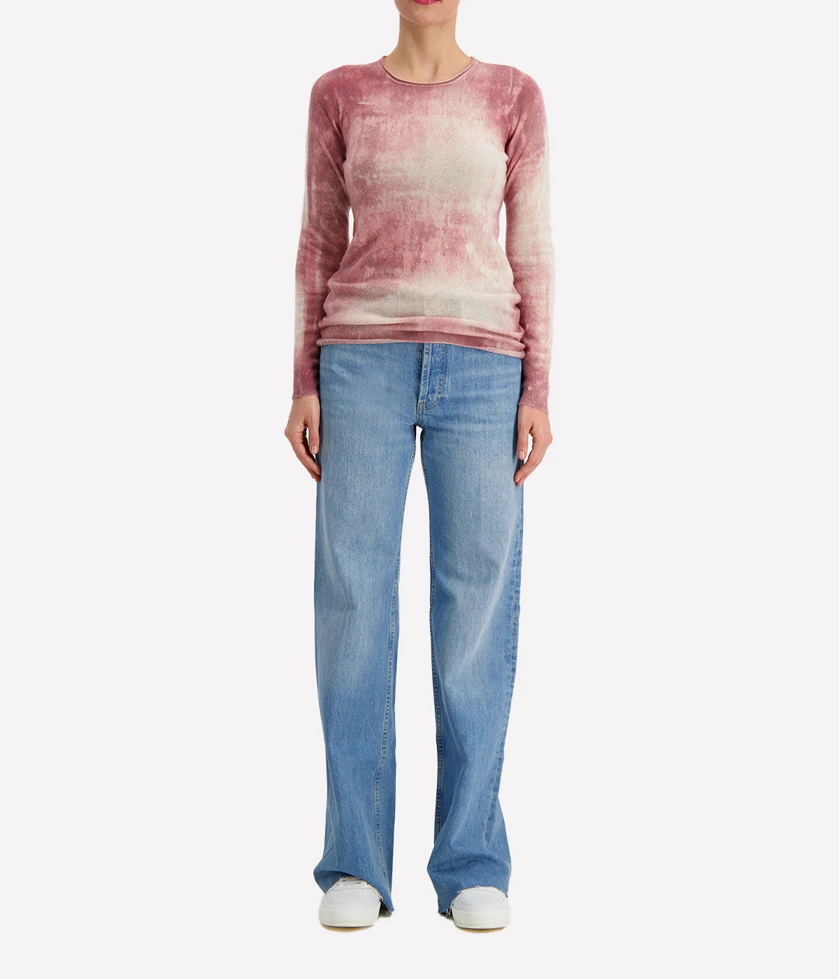 Marmo Effect Light Cashmere Round Neck in English Rose