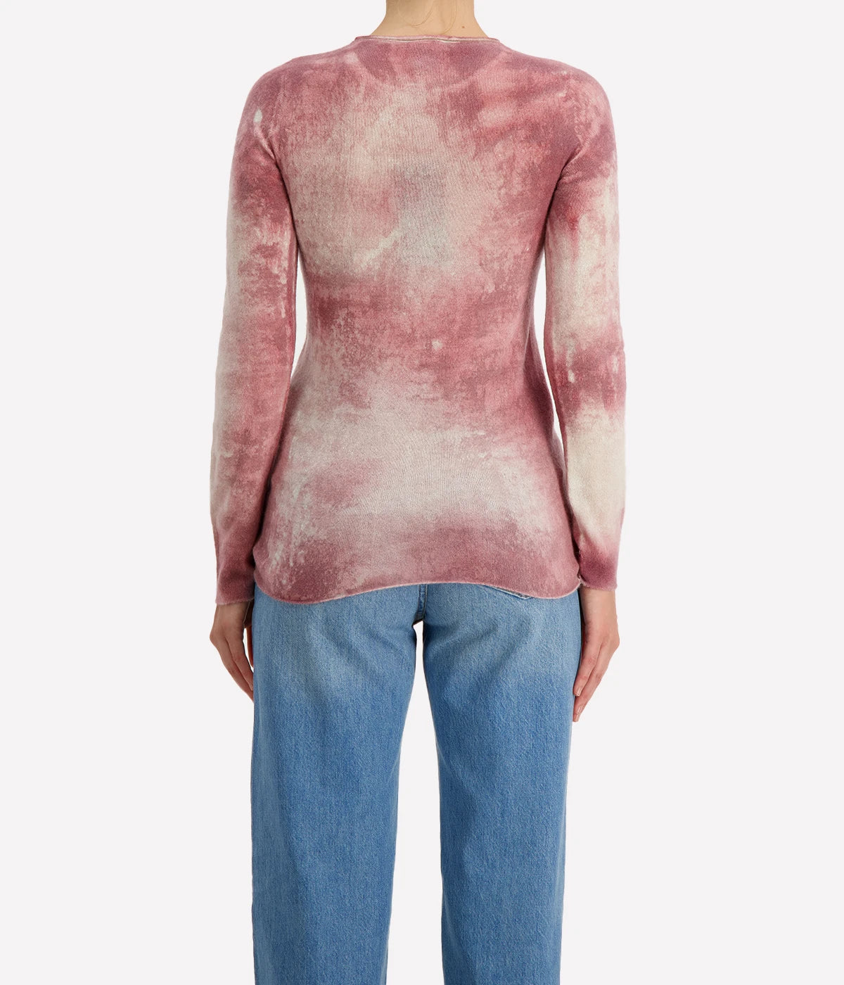 Marmo Effect Light Cashmere Round Neck in English Rose