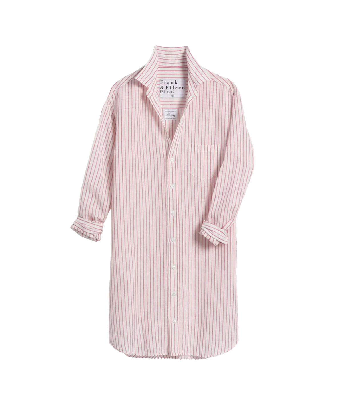 Mary Classic Shirtdress in Pink Stripe Classic Linen