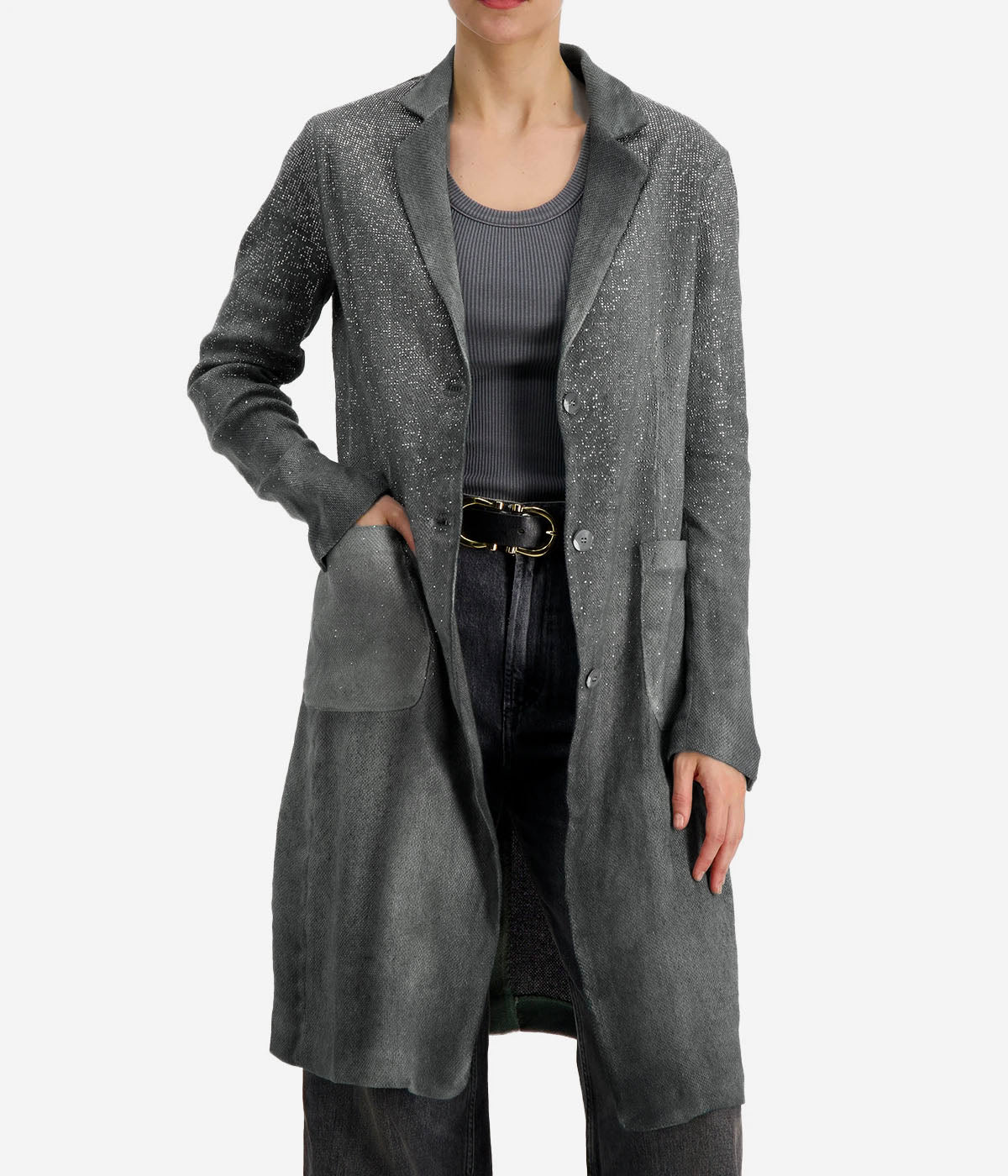 *FINAL SALE* Mat Stitch Coat w Studs in Huskey