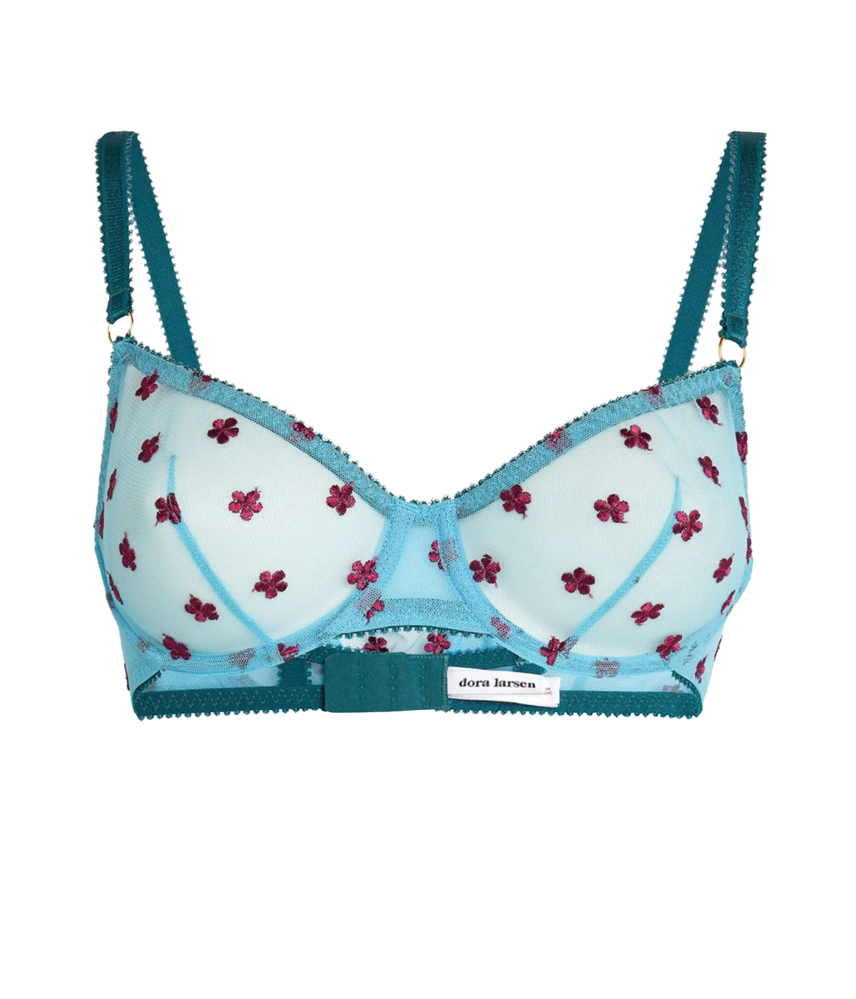 Maudie Embroidered Underwire Bra in Medium Blue