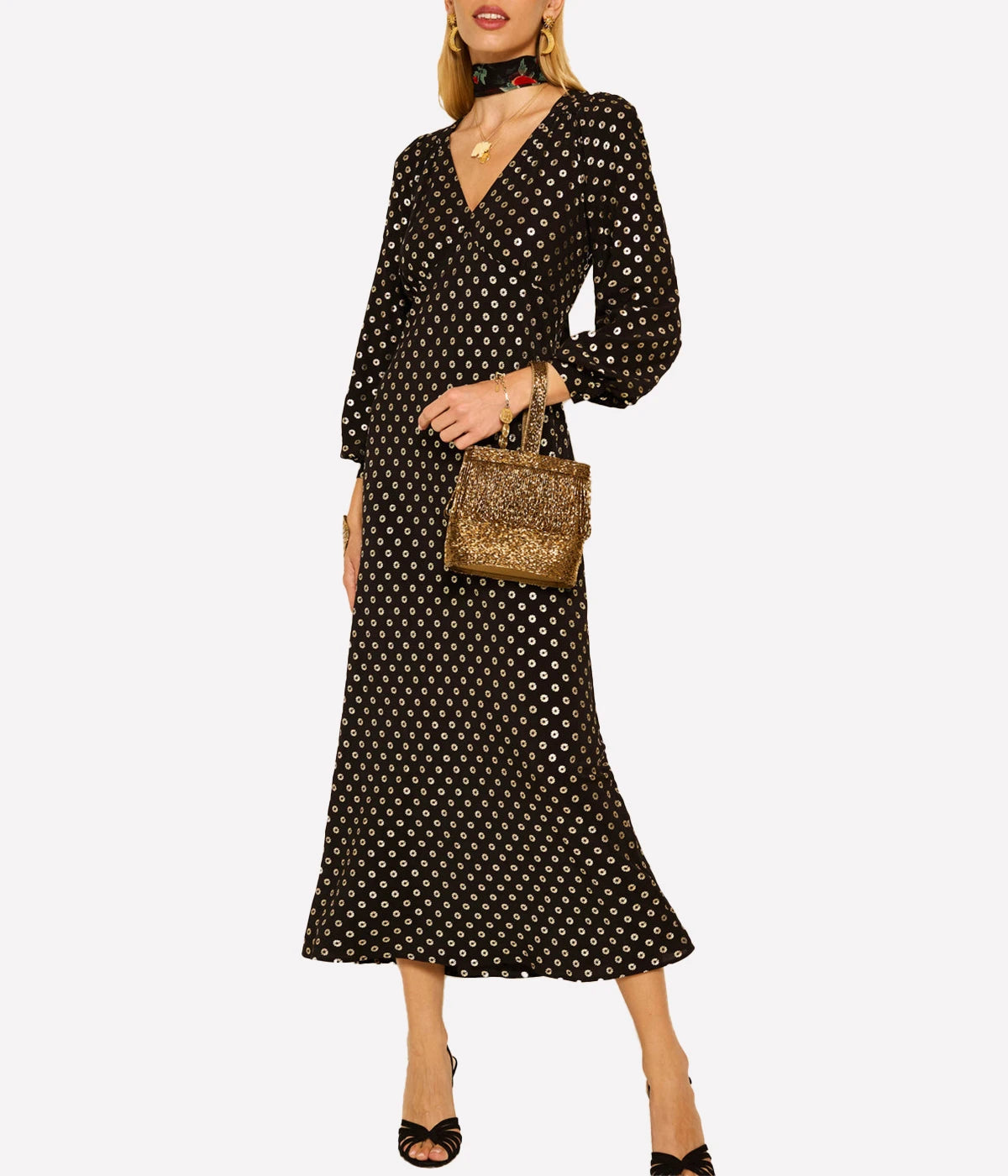 Mavis Dress in Shibori Gold
