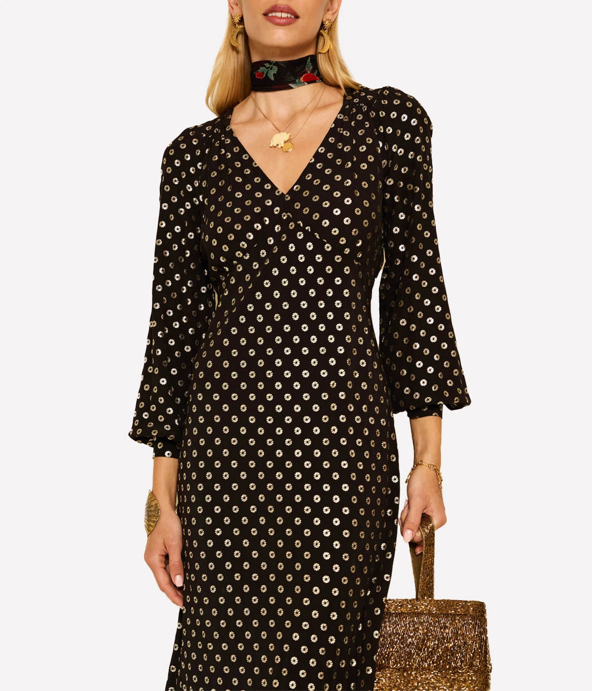 Mavis Dress in Shibori Gold