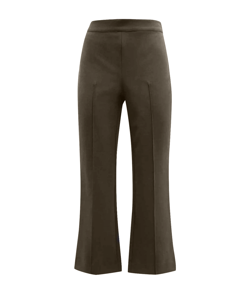 Mid Rise Pin Tuck Crop Flare Pant in Eden