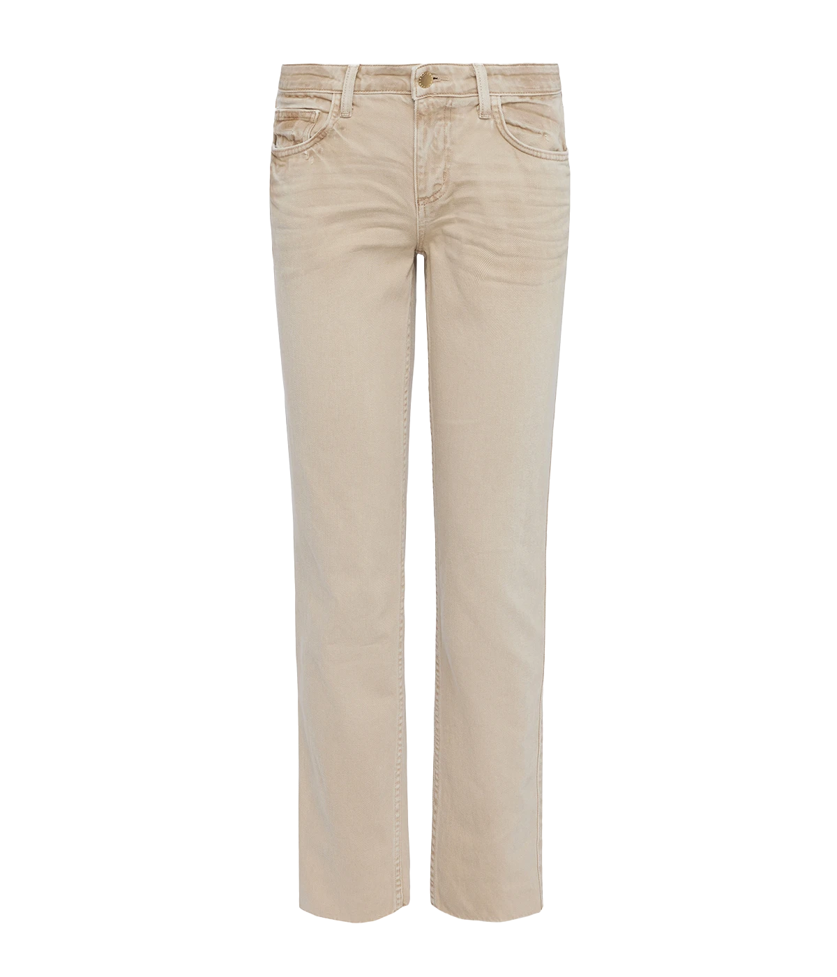 Sand coloured straight jean by l'agence with a mid-rise and cropped length.